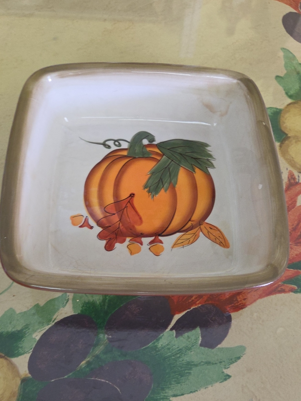 Festive Pumpkin Ceramic Square Serving Bowl - Orange